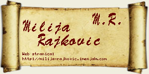 Milija Rajković vizit kartica